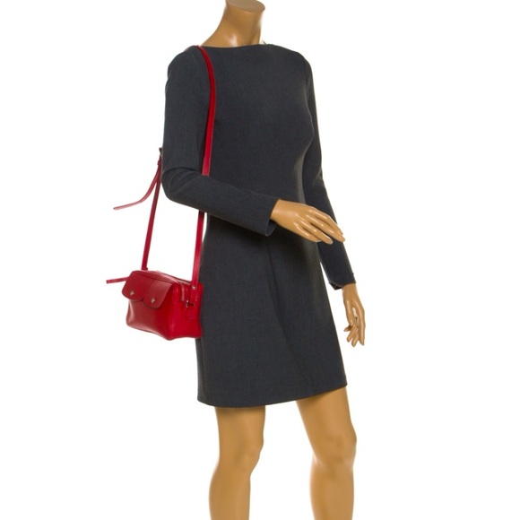 Longchamp Handbags - Longchamp Red Leather Le Foulonne Camera Crossbody Bag  10” x 6”